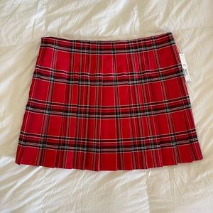 Red plaid mini skirt